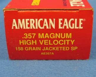 Lot 80. Federal American Eagle 357 Magnum. 158-grain JSP. Full box of 50 rounds.