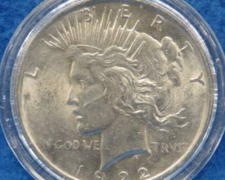 Lot 58. 1922 P Peace silver dollar