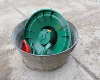 Lot 190. Galvanized washtub and Christmas tree stand