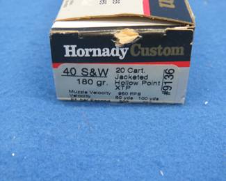 Lot 307. 20 Hornady 40 S&W cartridges