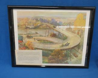 Lot 140. Framed print of the famous Hastings Spiral Bridge. 25" x 19"