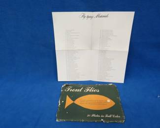 Lot 480. Color plates of fishing flies and a fly-tying materials list. Envelope holding the plates is in poor condition.
