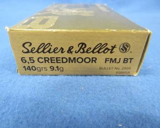Lot 243. Sellier & Bellot 6.5 Creedmore. 140-grain. Full box of 20 rounds.