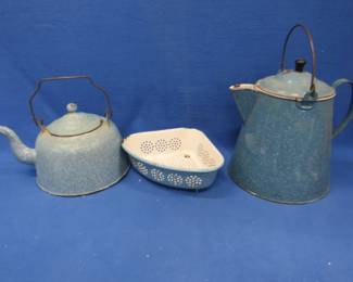Lot 269. Blue graniteware