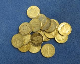 Lot 454. Nineteen silver Roosevelt dimes