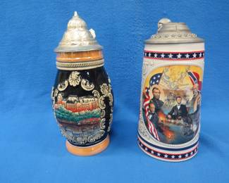Lot 22. Two beer steins including a Civil War-themed one
