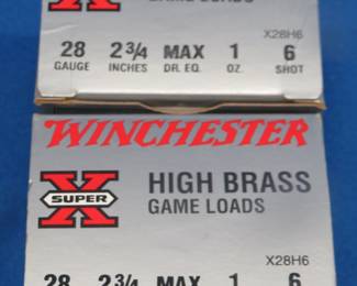 Lot 407. Two boxes (50 total) of Winchester Super X 28-gauge {#}6 shotgun shells