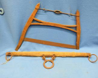 Lot 42. Antique bucksaw and an evener