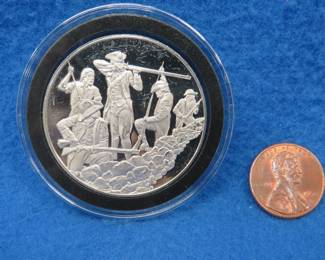 Lot 117. 1975 Postmasters of America sterling silver medallion. Total coin weight 25.8 grams.