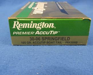 Lot 82. Remington AccuTip 30-06. 165-grain Boat Tail. Full box of 20 rounds.