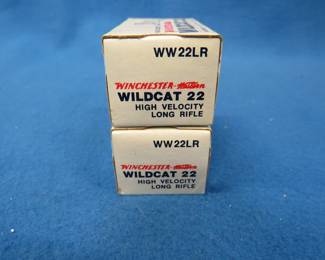 Lot 247. Winchester-Western Wildcat 22LR. Two full boxes of 50 each. 100 total rounds. Check out those price tags.