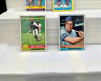 Vintage Baseball Card Lot (4) Cards Total - Rookie Cards, HOF - George Brett, Lou Brock