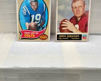 Vintage Football Lot (2) Card Lot John Unitas, Sonny Jergensen
