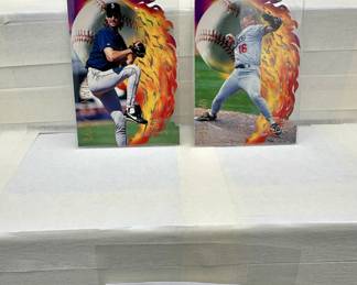 (2) Vintage Insert Baseball Cards of Randy Johnson and Hideo Nomo - Topps Laser