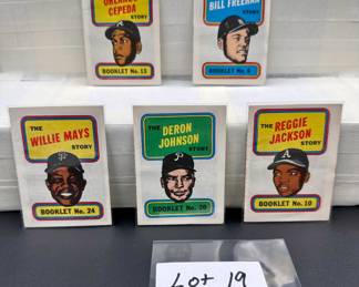 Vintage Baseball Card Lot (5) Card Total - Topps Booklets Willie Mays, Reggie Jackson, Orlando Cepeda