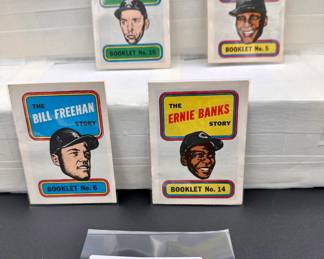 Vintage Baseball Card Lot (4) Card Total - Topps Booklets Ernie Banks, Bill Freehan, Vada Pinson