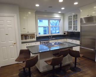 The Kitchen Cabinets are custom cabinet so there not like box cabinets. Kitchen is about 15 years old, but in good shape. Footprint of the Kitchen is 14′ X 18′. Included in the purchase is the Island, Bookcase, All the Cabinets, Granite Counters, SS Sink, Faucet and Disposal.
