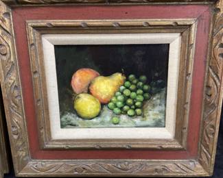 (3) OIL ON WOOD STILL LIFE FRUIT PAINTINGS, K DIEHL SIGNED ON 1 PAINTING
