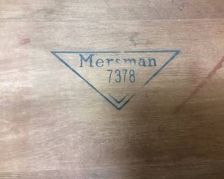 MERSMAN 7378 MID CENTURY LYRE BASE SINGLE DRAWER PEDESTAL TABLE