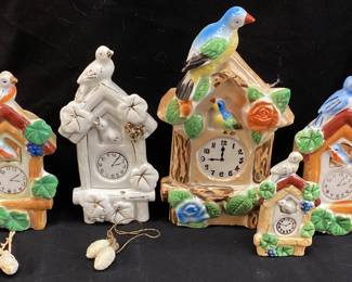 (5) JAPANESE CUCKOO CLOCK WALL POCKET PLANTERS