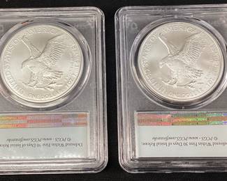 (2) 2022 SILVER EAGLE DOLLARS, FIRST STRIKE, MS70