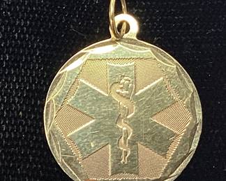 14KT YELLOW GOLD MEDICAL ID PENDANT, 0.9g TOTAL WEIGHT