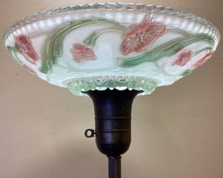 ART DECO TORCHIERE TIFFANY BRASS ROPE FLOOR LAMP