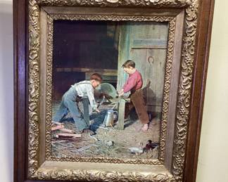 1869 CHARLES CALEB WARD ‘’FORCE AND SKILL’’ TEXTURED PRINT, ORNATE FRAME