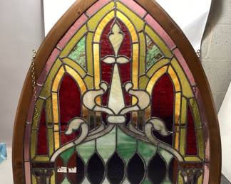 GOTHIC STAINED GLASS ARCH WINDOW