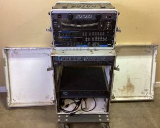 PRO AUDIO RACK, DOD AUDIO/LIGHTING POWER DISTRIBUTION MODULE, ASHLEY GRAPHIC EQUALIZER, ALESIS QUADRAVERB & MIDIVERB III, LEXICON MPX 100 DUAL CHANNEL PROCESSOR, ASHLEY XR 1001, DOD AUDIO ANALYZER RTA-4315, QSC MX1500a STEREO AMP
