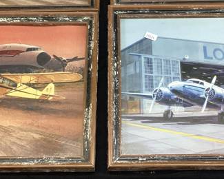 (9) FRANK LOUDIN AVIATION FRAMED PRINTS, STAGGERWING SALUTE, FLIGHT PLAN, STRIKER II, DELTA CLASS 56, CLUB CUB & CONNIE