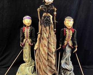(3) INDONESIAN WAYANG GOLEK HAND CARVED WOOD PUPPETS
