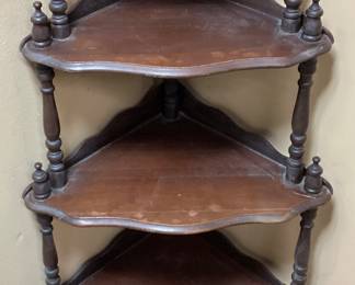 VTG. 5-TIER CORNER WHATNOT SHELF