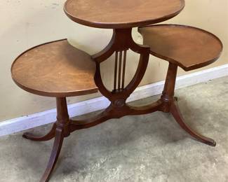 MERSMAN MID CENTURY 3 TIER LYRE PARLOR TABLE