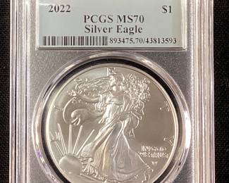 2022 SILVER EAGLE DOLLAR, FIRST STRIKE, MS70