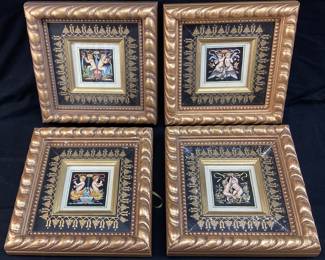 SIGNED EDIR LELA SET OF 4 CHERUB LITHOGRAPHS,