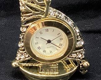 KEREN KOPAL FABERGE STYLE AUSTRALIAN CRYSTAL EGG TRINKET BOX w NAUTICAL SHIP CLOCK