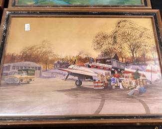 (9) FRANK LOUDIN AVIATION FRAMED PRINTS, STAGGERWING SALUTE, FLIGHT PLAN, STRIKER II, DELTA CLASS 56, CLUB CUB & CONNIE