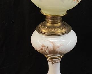 VICTORIAN STYLE GONE WITH THE WIND PARLOR LAMP, OIL CONVERTED TO ELECTRIC