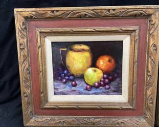 (3) OIL ON WOOD STILL LIFE FRUIT PAINTINGS, K DIEHL SIGNED ON 1 PAINTING