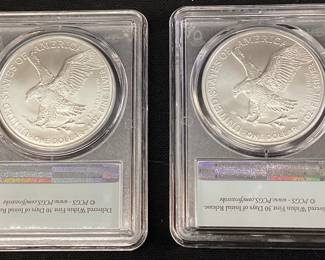 (2) 2022 SILVER EAGLE DOLLARS, FIRST STRIKE, MS70 GRADE