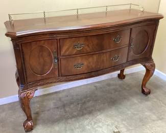 CHERRY BOW FRONT BALL & CLAW FOOT SIDEBOARD