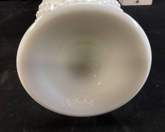 FENTON MILK GLASS HOBNAIL SWUNG VASE, 19''