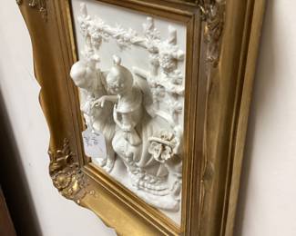 DRESDEN GERMANY PORCELAIN WALL ART, GOLD LEAF FRAME