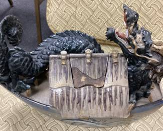 ANTIQUE MAJOLICA GLAZED DRAGON BOAT