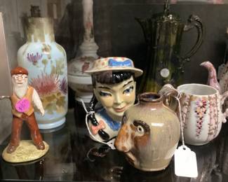 ASSORTED COLLECTIBLES, FACE JUG, ORIENTAL VASE, CERMAMICS ARTS STUDIO BECK BRUNETTE HEAD VASE