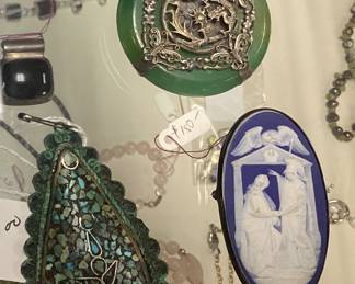 VINTAGE JADE PENDANTS, WEDGEWOOD STYLE PENDANT