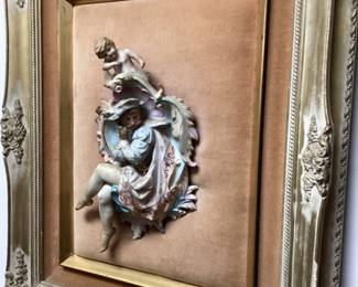 MID CENTURY PORCELAIN 3D FRAMED WALL ART
