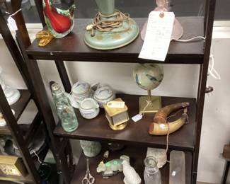 ASSORTED, MURANO GLASS DUCK, SOUTHERN BELLE DESK LAMP, MID CENTURY TIN DESK LAMP