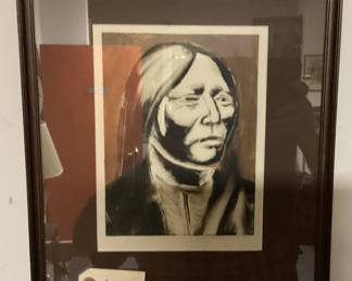 VINTAGE NATIVE AMERICAN FRAMED PRINT